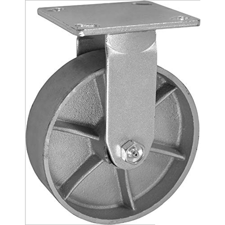 CASTERHQ 8"x2"" Rigid/Fixed Caster, SEMI-Steel CAST Iron Wheel, 1250 L CB-9RC82-SS